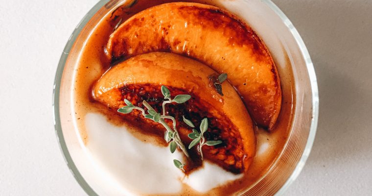 Pan Seared Peaches x Vanilla Yogurt