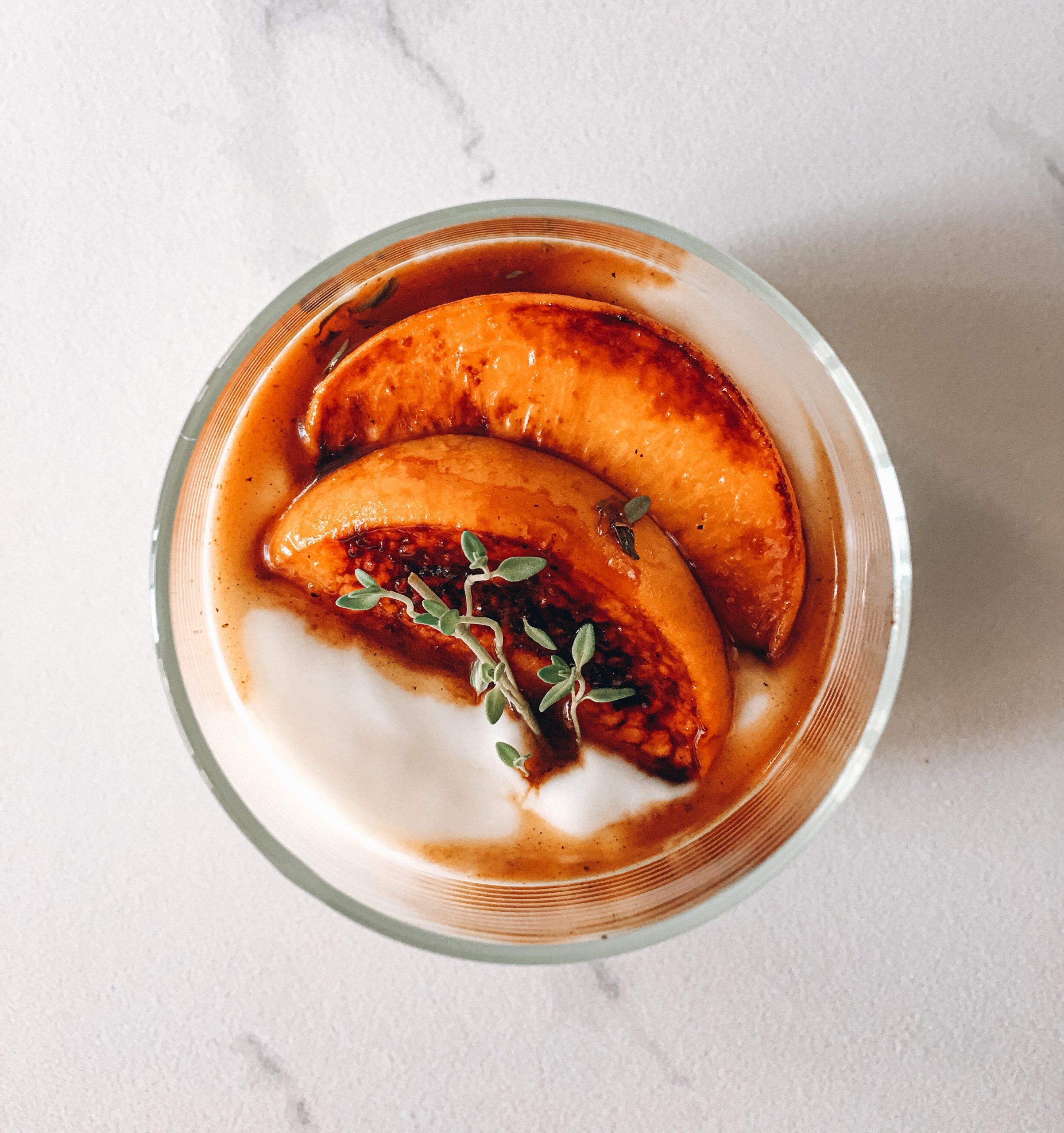 Pan Seared Peaches x Vanilla Yogurt